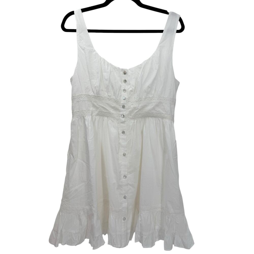All In Favor White Lace Tiered Mini Dress Size Large